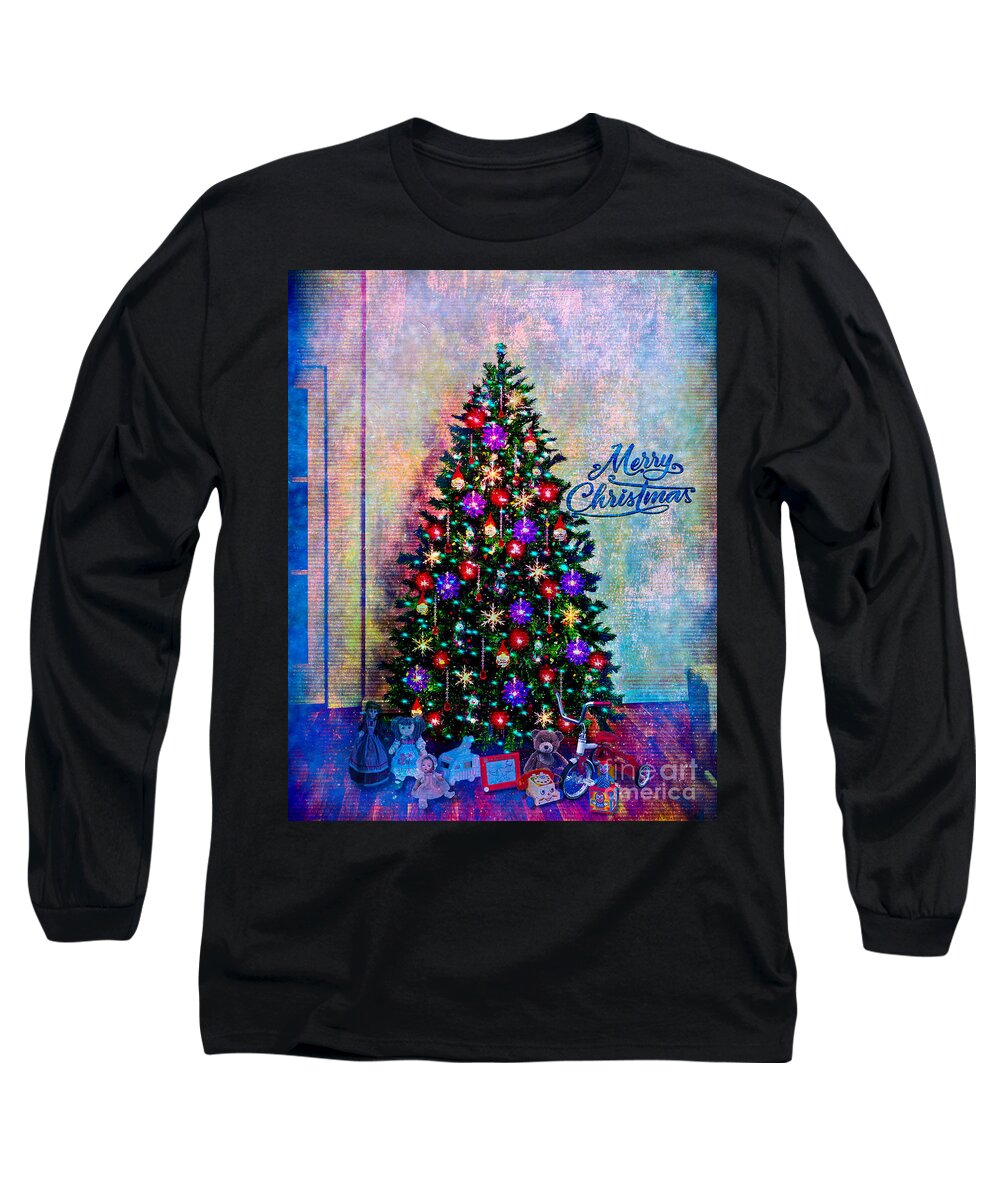 Vintage Christmas Long Sleeve T-Shirt featuring the digital art Vintage Christmas by Laurie's Intuitive