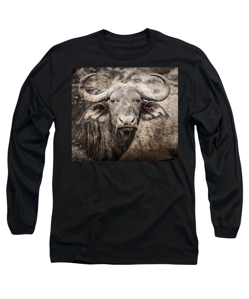 Big 5 Long Sleeve T-Shirt featuring the photograph Water Buffalo by Maresa Pryor-Luzier