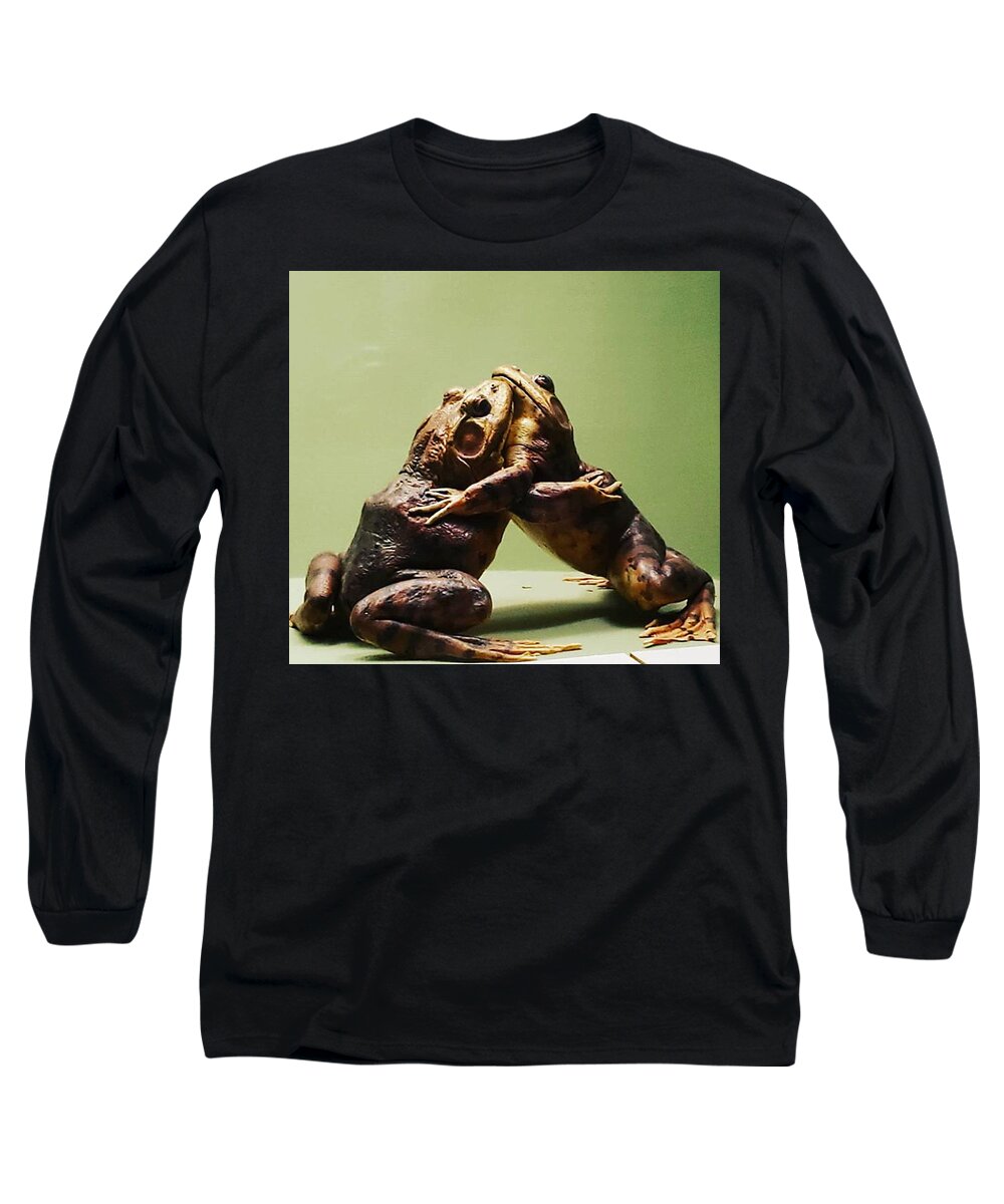 Hug Long Sleeve T-Shirt featuring the photograph Wrestling Hugging Frogs by Vicki Noble