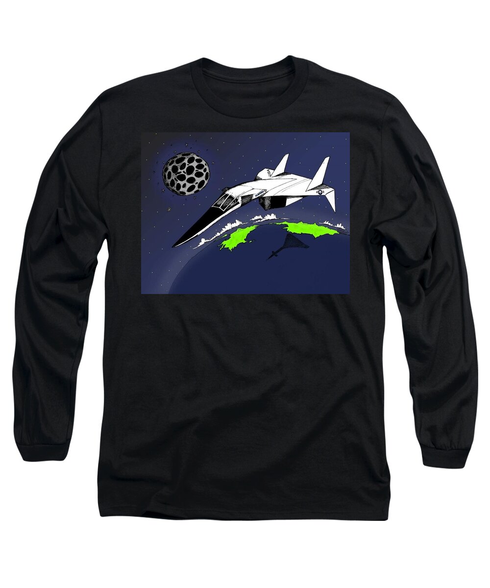 Xb-70 Long Sleeve T-Shirt featuring the drawing Xb-70 by Michael Hopkins