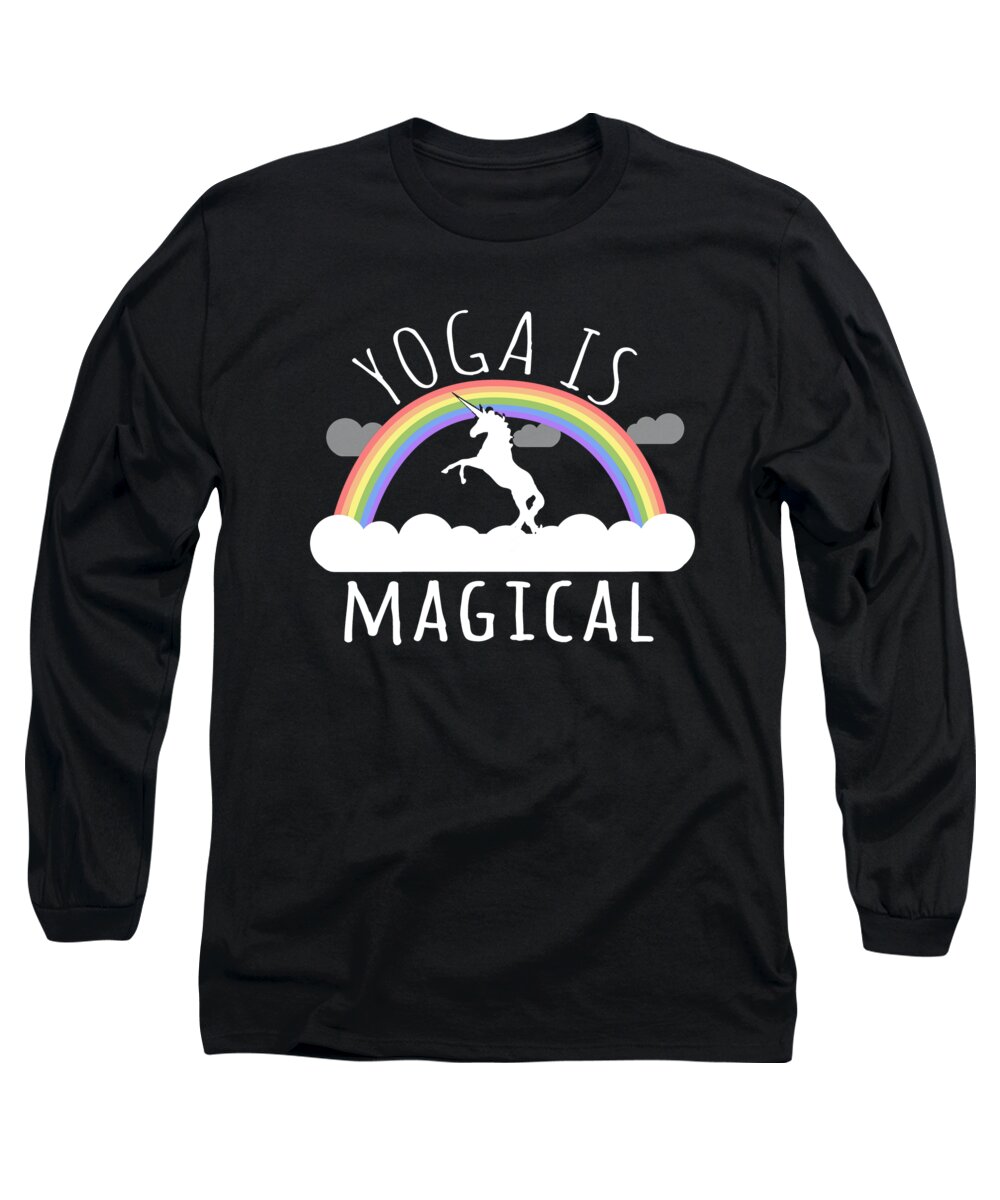 Funny Long Sleeve T-Shirt featuring the digital art Yoga Is Magical by Flippin Sweet Gear