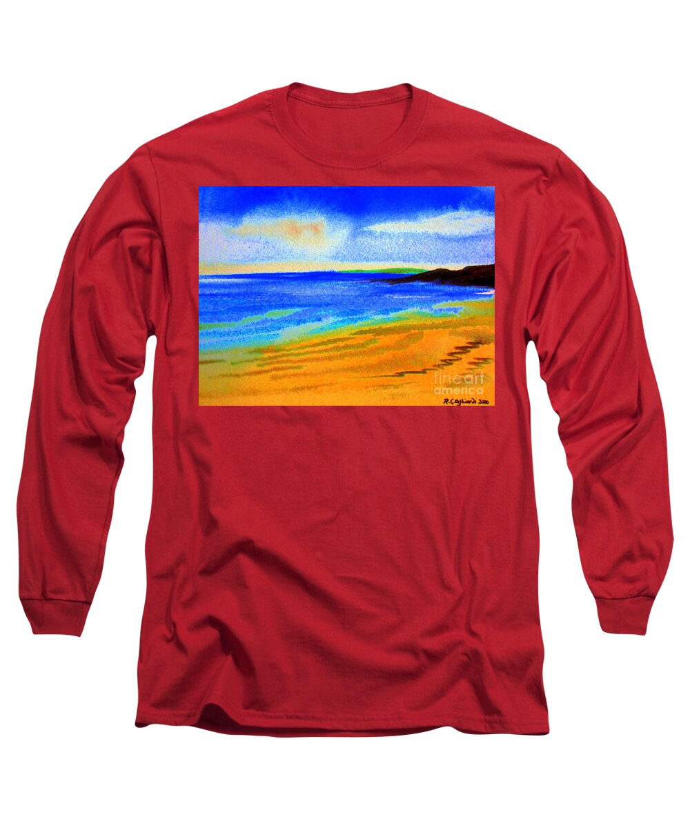 Australia Long Sleeve T-Shirt featuring the digital art 2 Australian beach in the morning near Cottesloe by Roberto Gagliardi