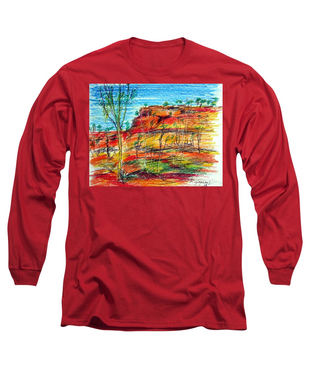 Australia Long Sleeve T-Shirt featuring the painting Kimberly bold cliffs Australia NT by Roberto Gagliardi
