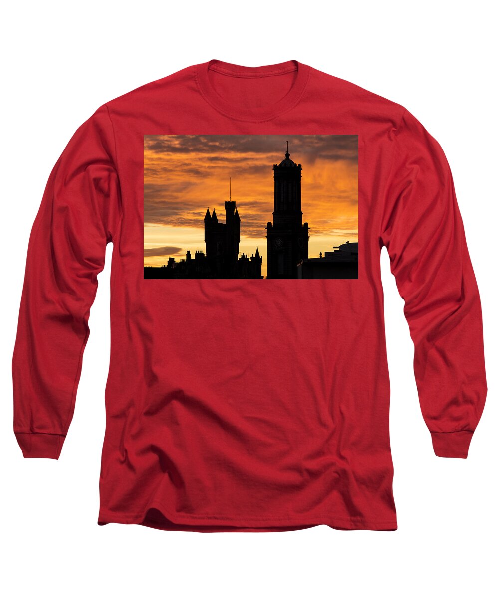 Salvation Army Citadel Long Sleeve T-Shirt featuring the photograph Aberdeen Silhouettes #1 by Veli Bariskan