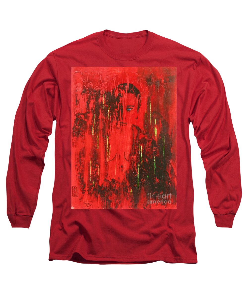 Original Long Sleeve T-Shirt featuring the painting Dantes Inferno by Thea Recuerdo