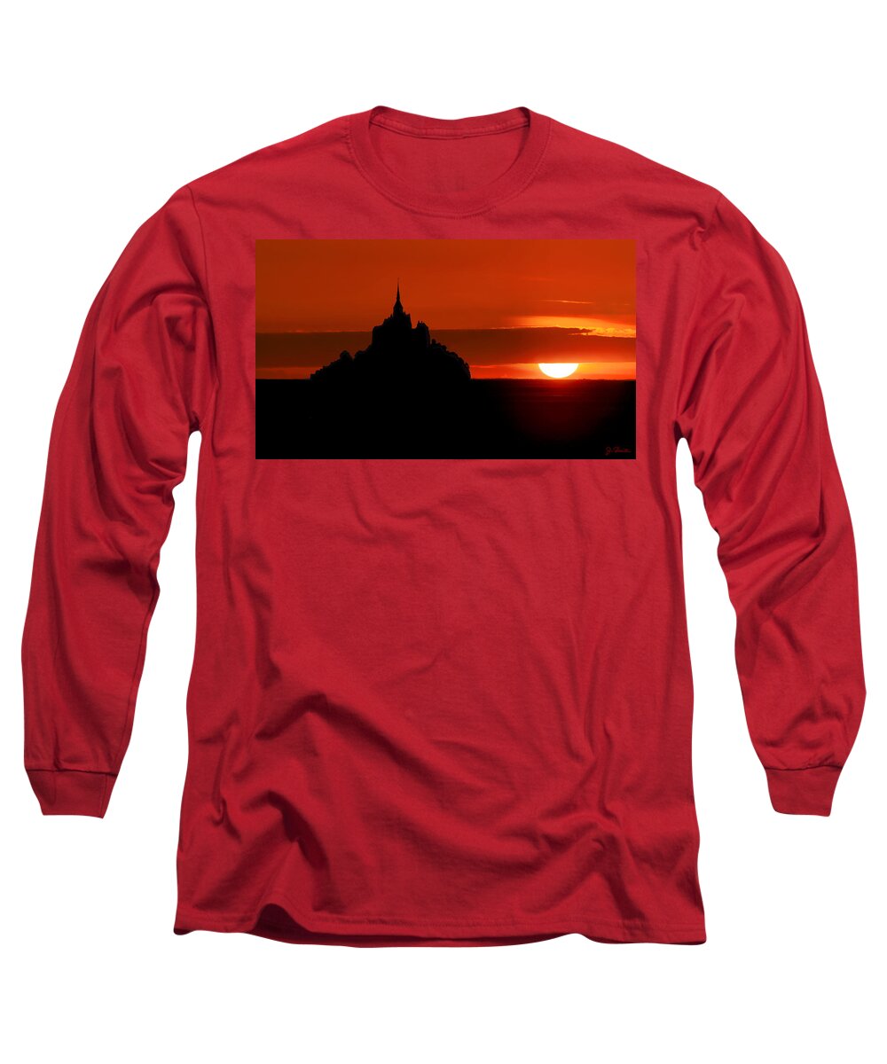 Mont St Michel Long Sleeve T-Shirt featuring the photograph Mont St Michel Sunset by Joe Bonita