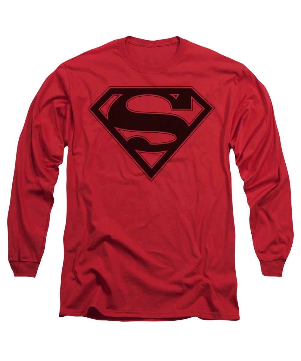 Superman - Red And Black Shield Long Sleeve T-Shirt by Brand A - Pixels