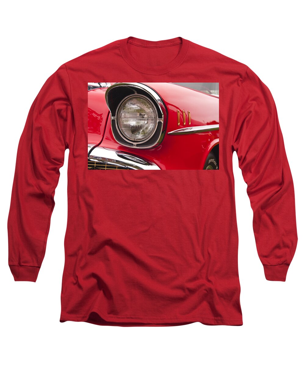 1957 Long Sleeve T-Shirt featuring the photograph 1957 Chevrolet Bel Air Headlight by Glenn Gordon