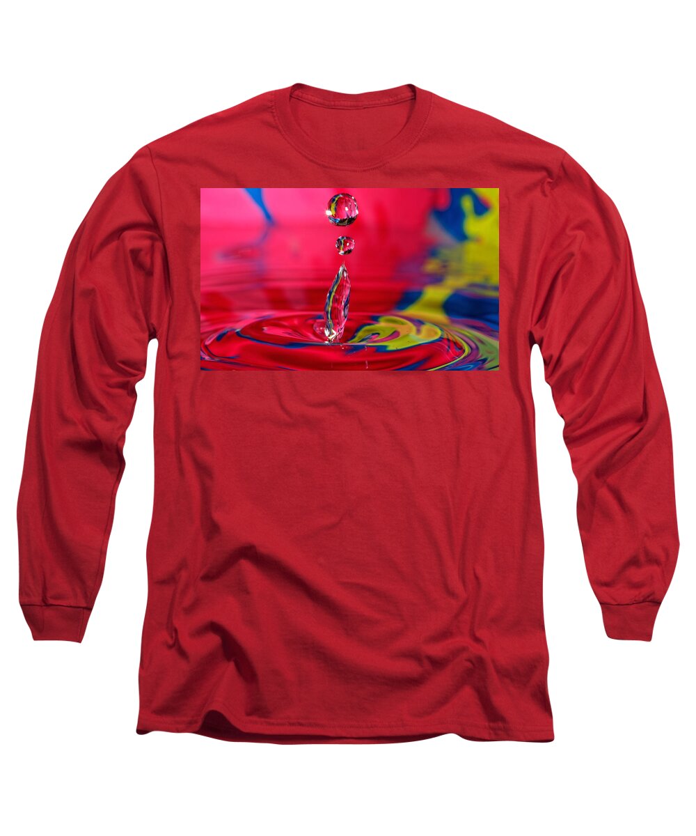  Abstract Long Sleeve T-Shirt featuring the photograph Colorful Water Drop #2 by Peter Lakomy