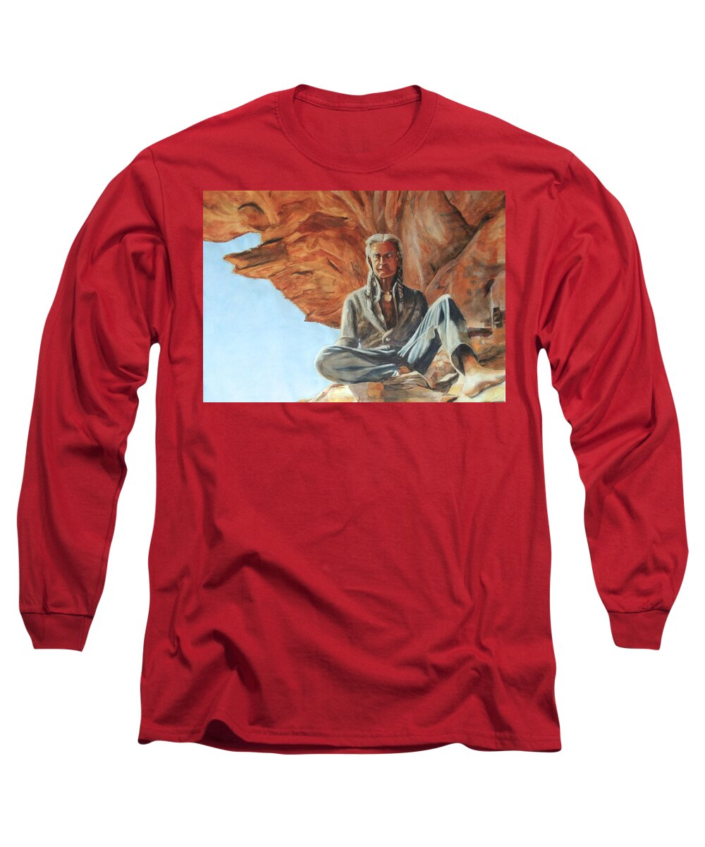 Clay Lomakayu Long Sleeve T-Shirt featuring the painting Clay Lomakayu by Patty Kay Hall