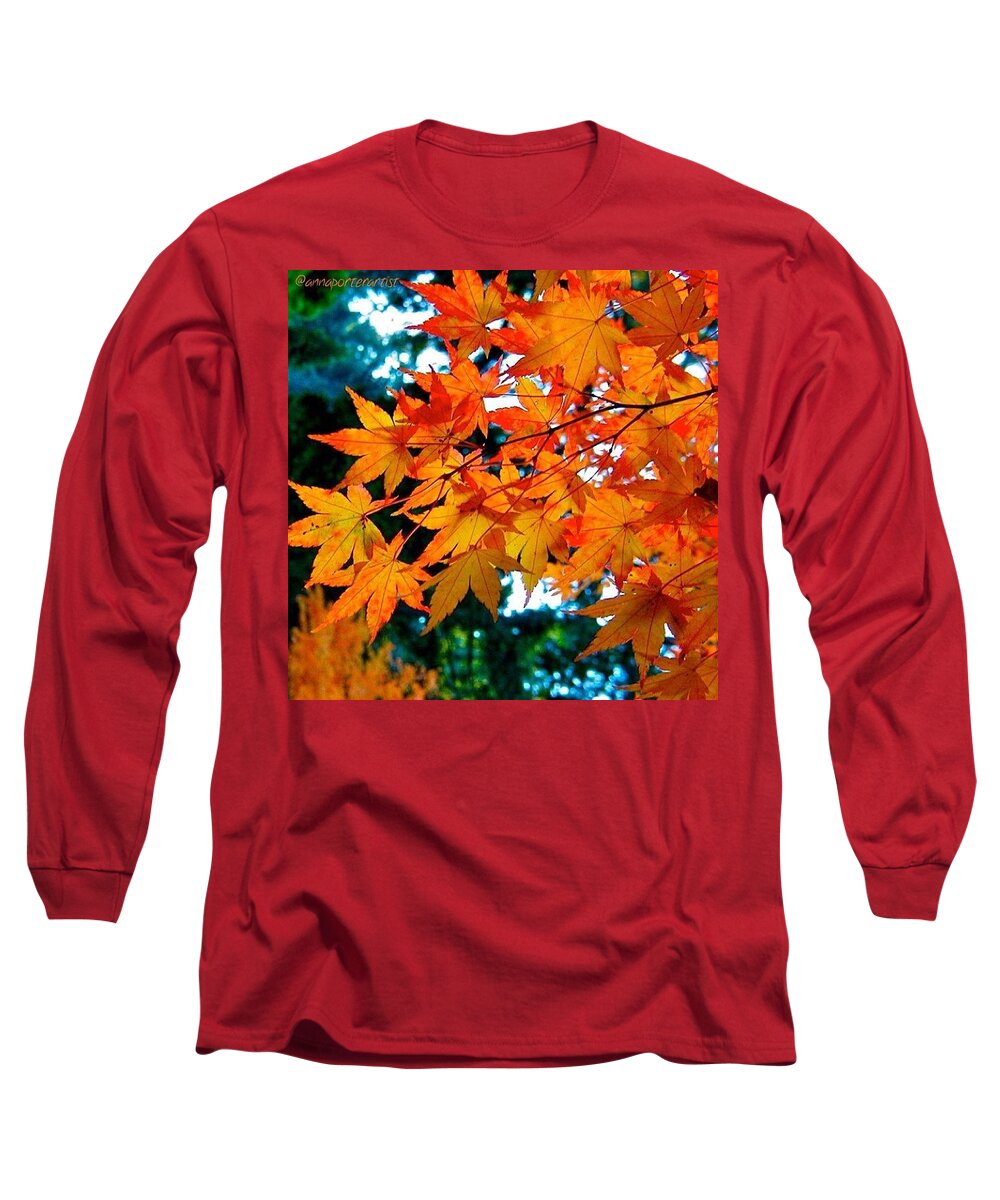 Orange Maple Leaves Long Sleeve T-Shirt featuring the photograph Orange Maple Leaves #1 by Anna Porter