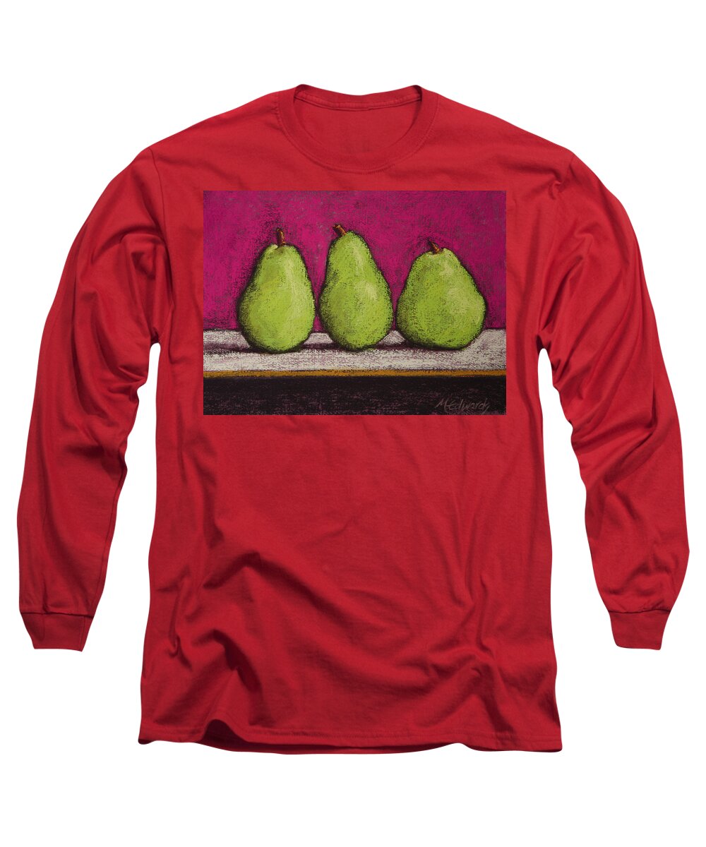 Magenta Long Sleeve T-Shirt featuring the pastel 3 Pears Magenta by Marna Edwards Flavell