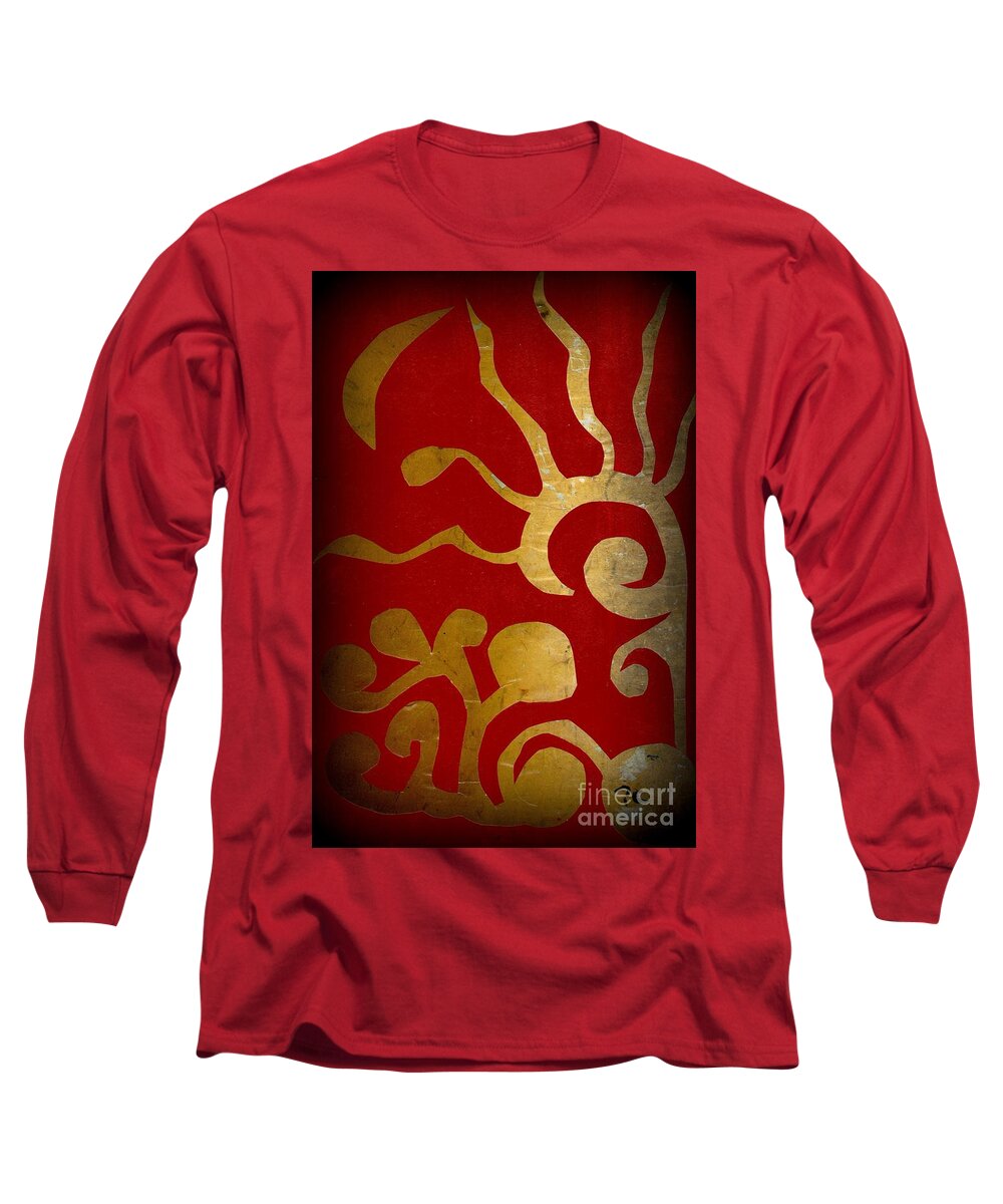 Gold Long Sleeve T-Shirt featuring the painting Abstract Gold Collage by Patricia Cleasby