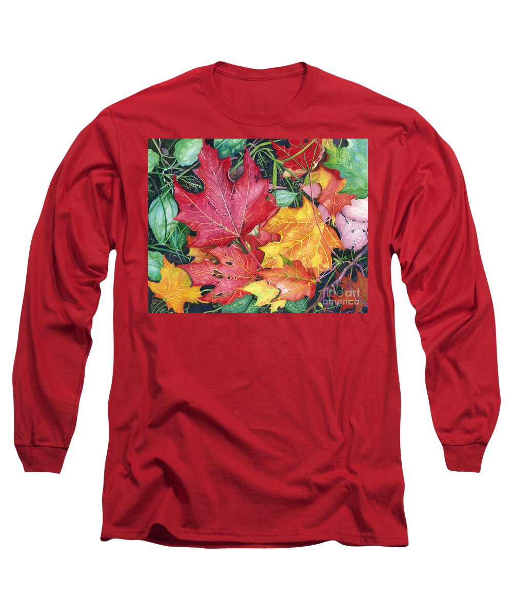 Water Color Paintings Long Sleeve T-Shirt featuring the painting Autumn's Carpet by Barbara Jewell