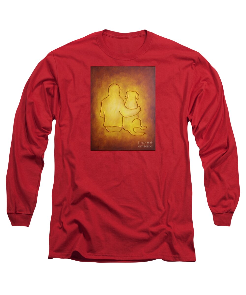 Dog Long Sleeve T-Shirt featuring the painting Being There 2 - Dog and Friend by Amy Reges