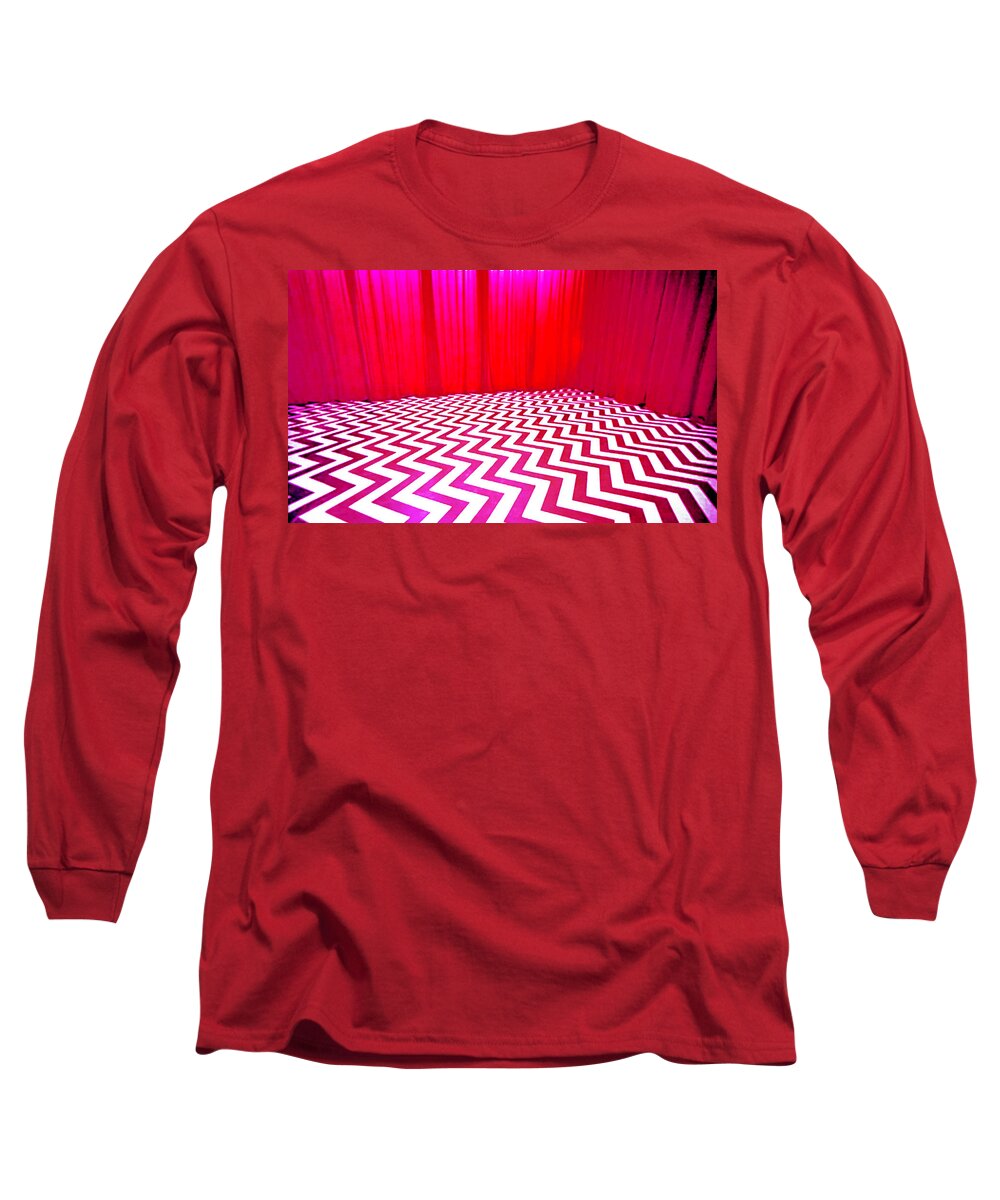 Laura Palmer Long Sleeve T-Shirt featuring the painting Black Lodge Magenta by Luis Ludzska