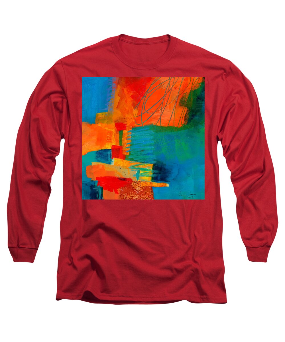 Acrylic Long Sleeve T-Shirt featuring the painting Blue Orange 2 by Jane Davies