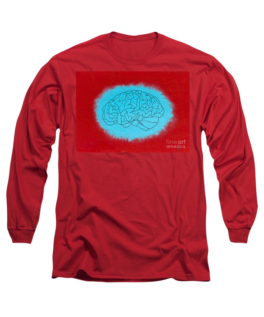  Long Sleeve T-Shirt featuring the painting Brain blue by Stefanie Forck