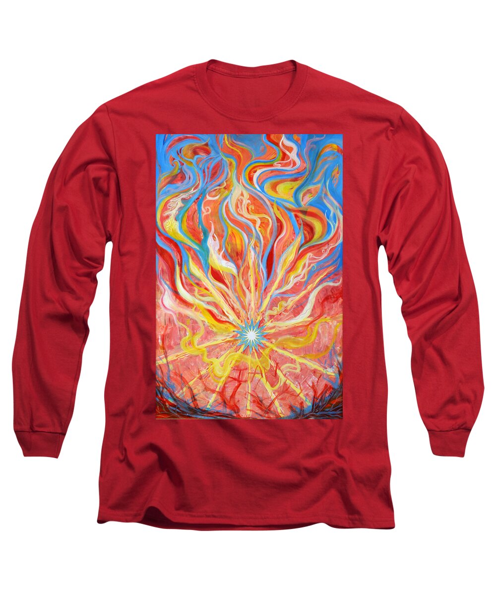 Biblical Long Sleeve T-Shirt featuring the painting Burning Bush by Anne Cameron Cutri