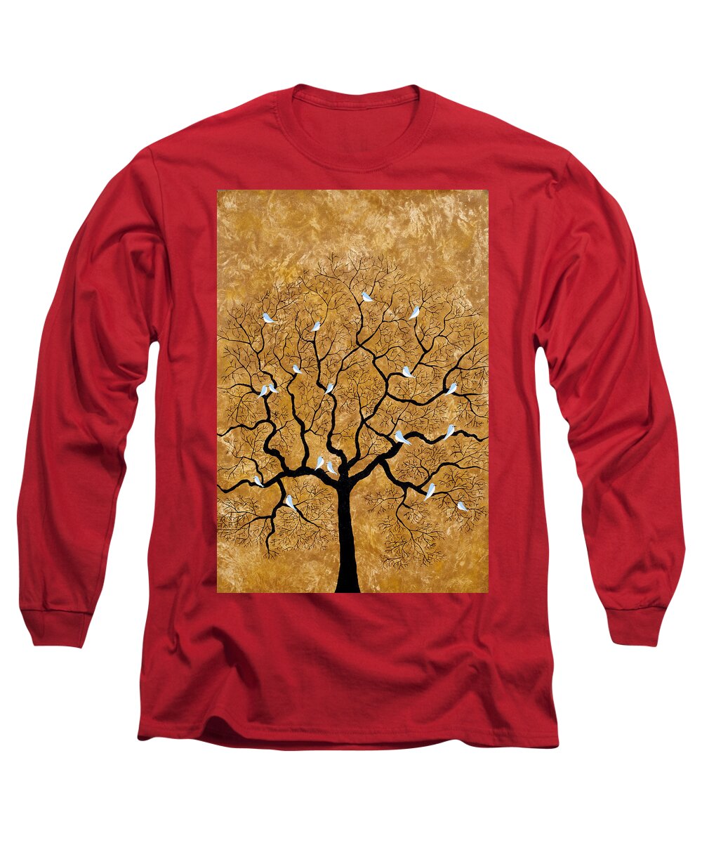 Treescape Long Sleeve T-Shirt featuring the painting By the tree by Sumit Mehndiratta