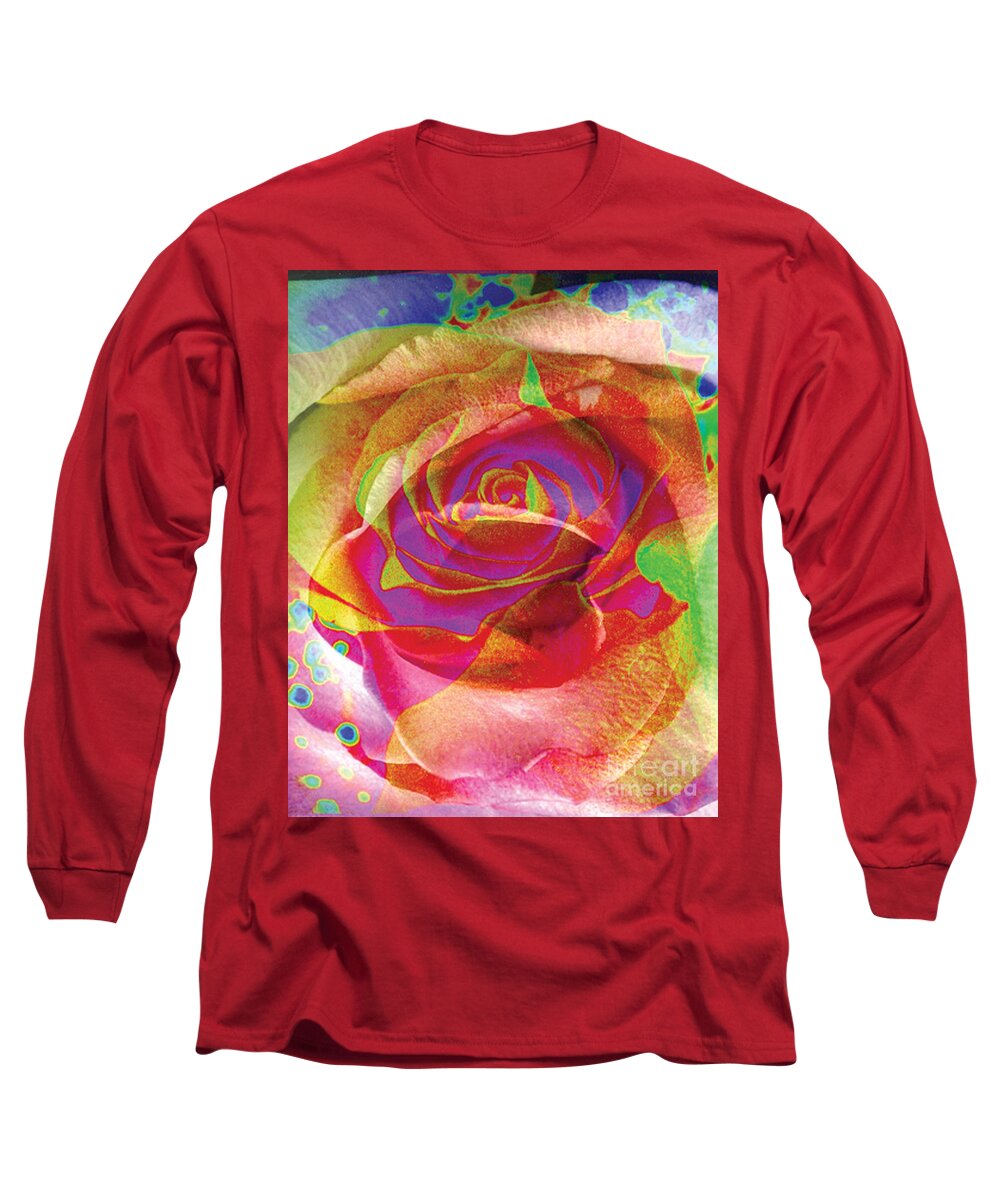 Rose Flower Long Sleeve T-Shirt featuring the digital art Colorfull Rose by Yael VanGruber