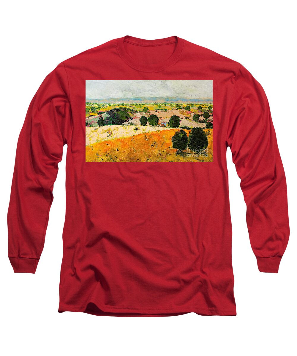 Landscape Long Sleeve T-Shirt featuring the painting Crossing Paradise by Allan P Friedlander