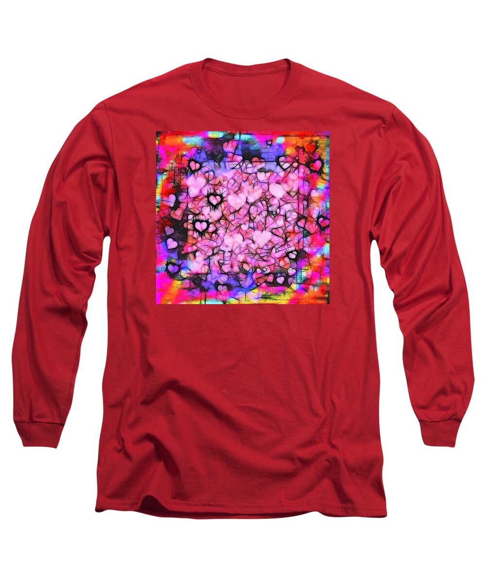 Valentine Long Sleeve T-Shirt featuring the photograph Moody Grunge Hearts Abstract by Marianne Campolongo