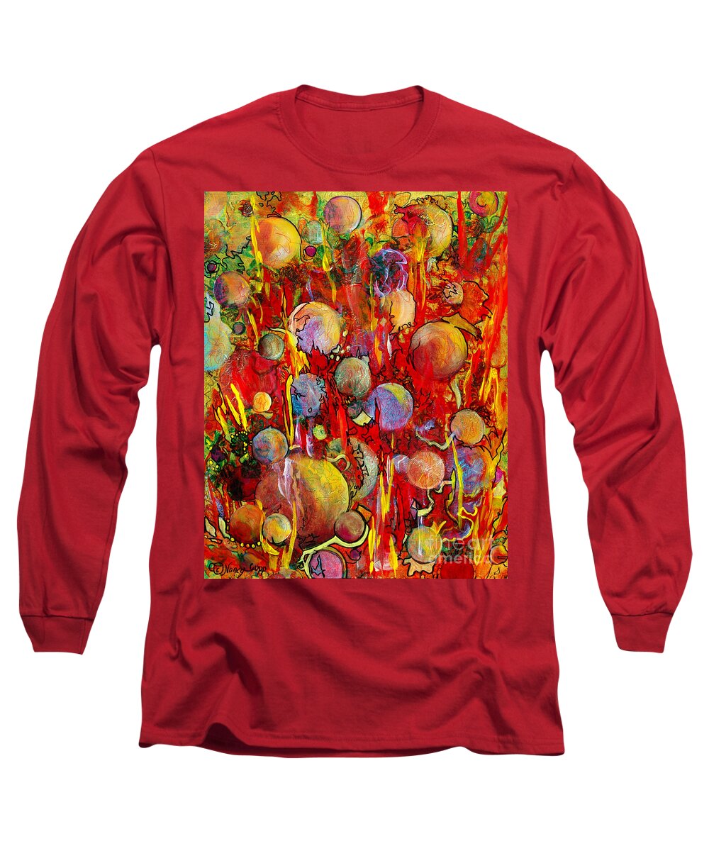 Bubbles Long Sleeve T-Shirt featuring the painting Effervesce by Nancy Cupp