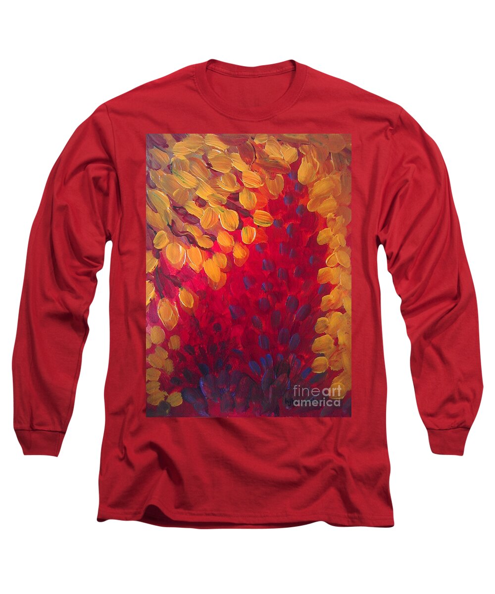 Abstract Long Sleeve T-Shirt featuring the painting Fall Flurry by Holly Carmichael
