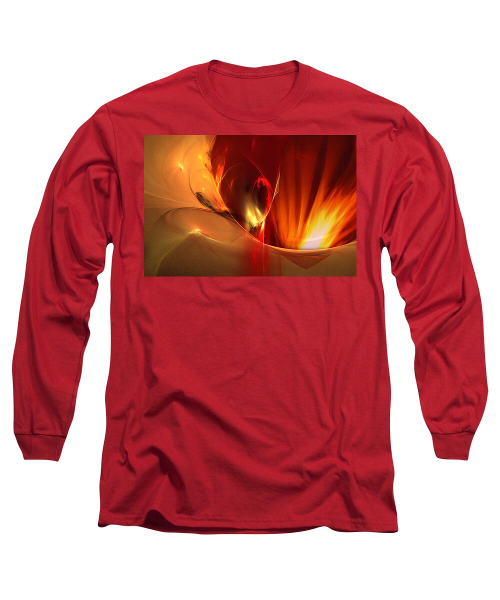 Fire Long Sleeve T-Shirt featuring the digital art Fire Goddess by Lisa Yount