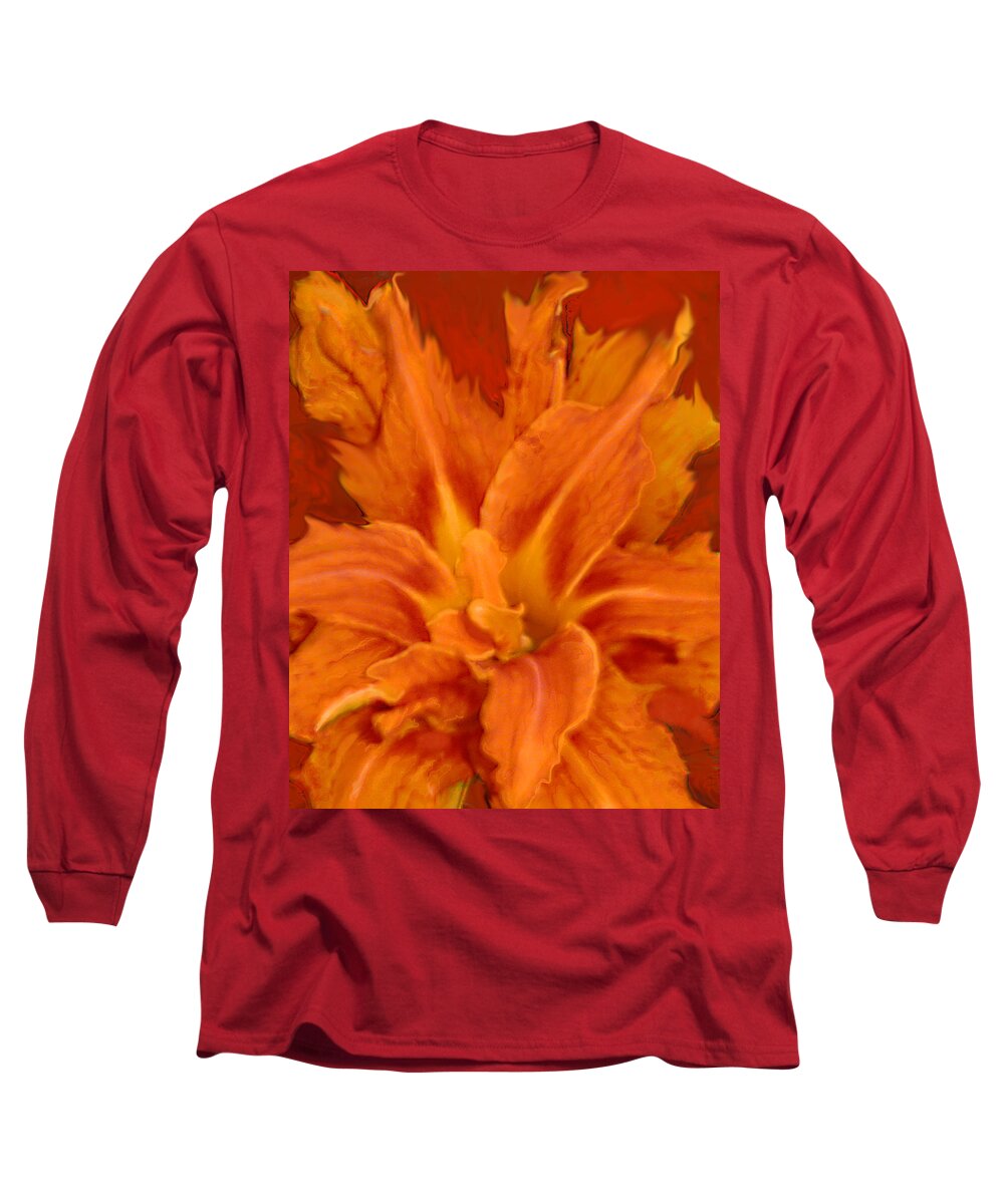 Lily Long Sleeve T-Shirt featuring the painting Fire Lily by Anne Cameron Cutri
