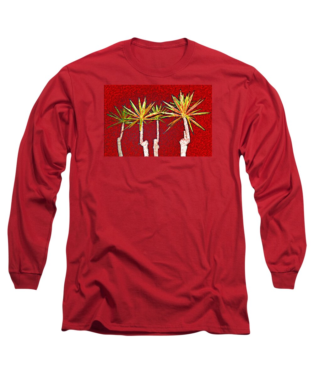 Plants Long Sleeve T-Shirt featuring the photograph Four Yuccas in Red by Andre Aleksis