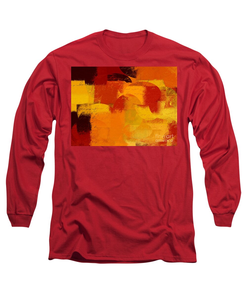 Orange Long Sleeve T-Shirt featuring the digital art Geomix 05 - 01at01b by Variance Collections