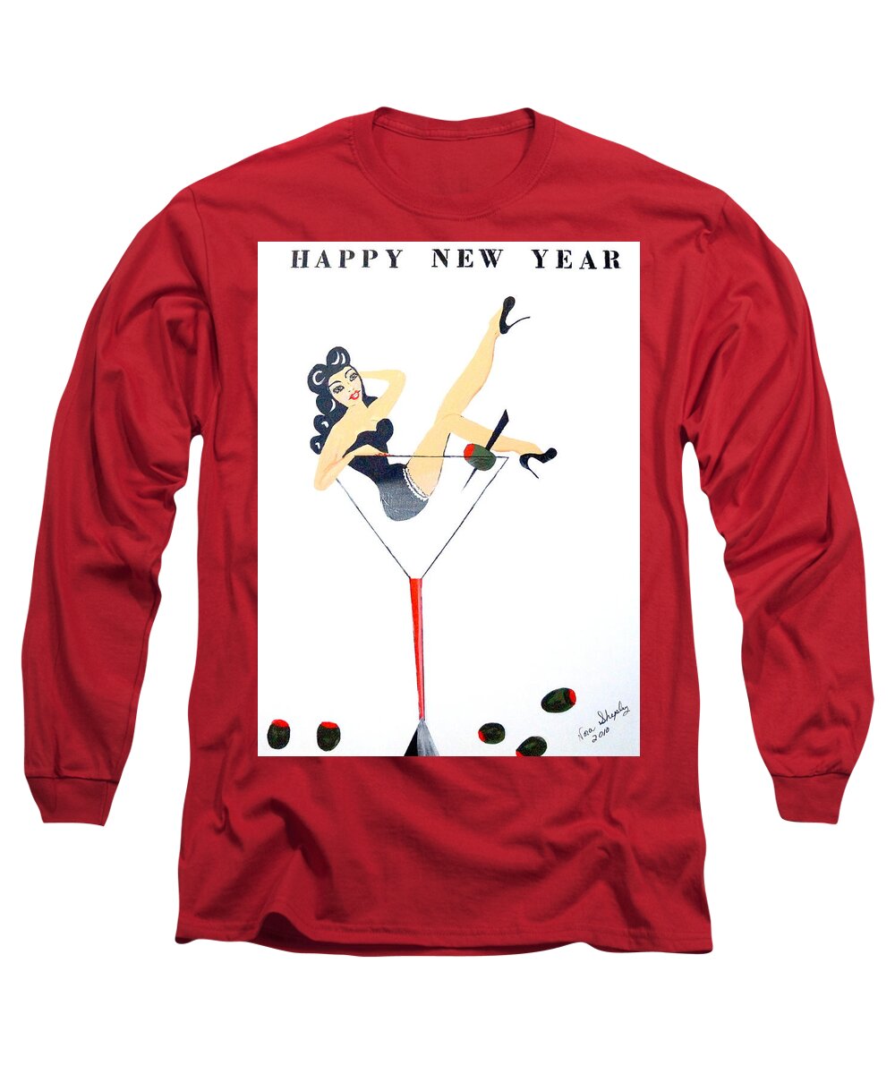 Happy New Year Long Sleeve T-Shirt featuring the painting Happy New Year by Nora Shepley