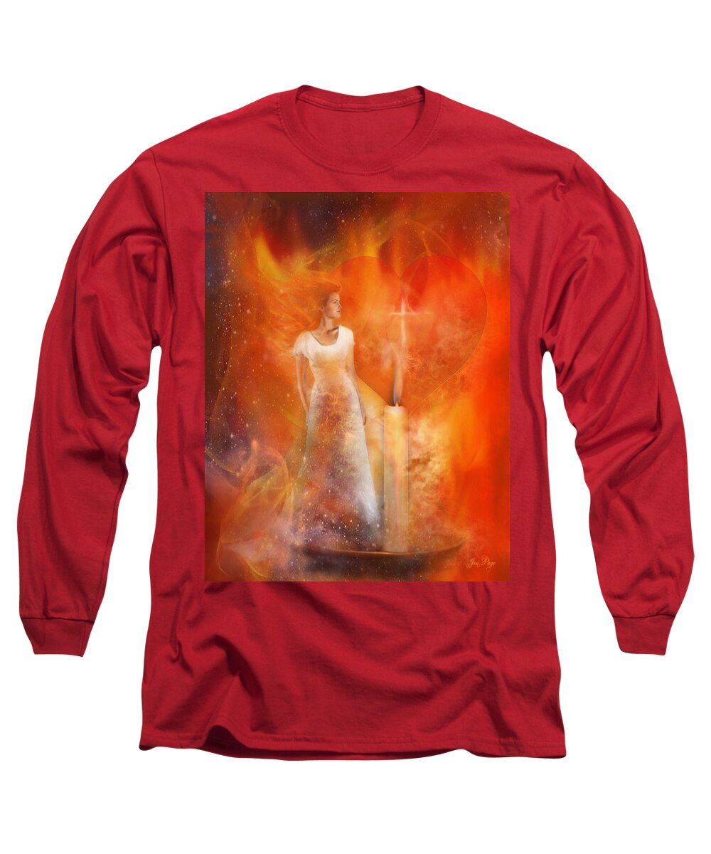 His Flame Long Sleeve T-Shirt featuring the painting His Flame by Jennifer Page