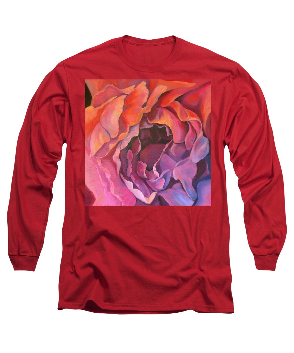 Flower Long Sleeve T-Shirt featuring the painting Hot to cool rose by Don Morgan