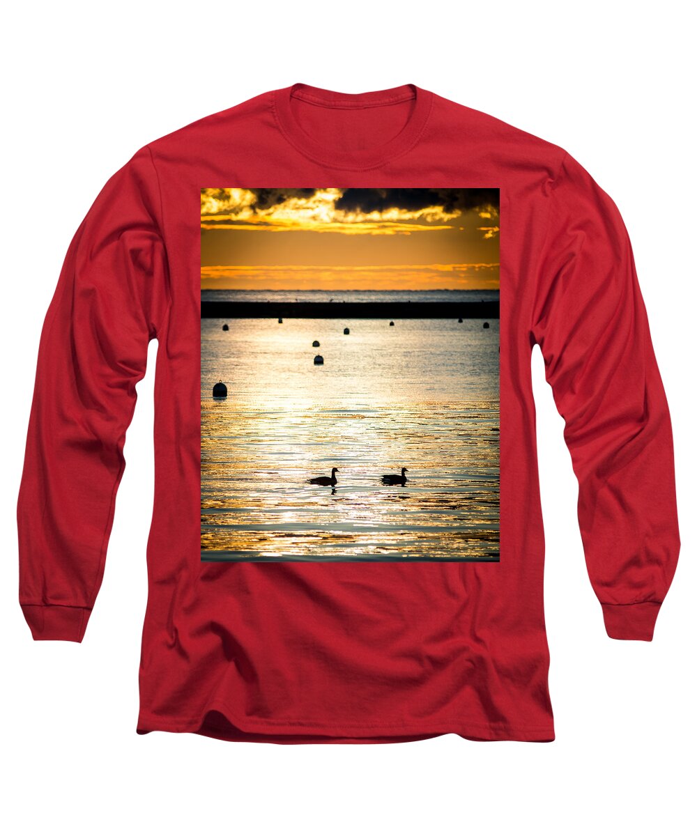 Lake Michigan Long Sleeve T-Shirt featuring the photograph Lake Michigan Gold by David Downs