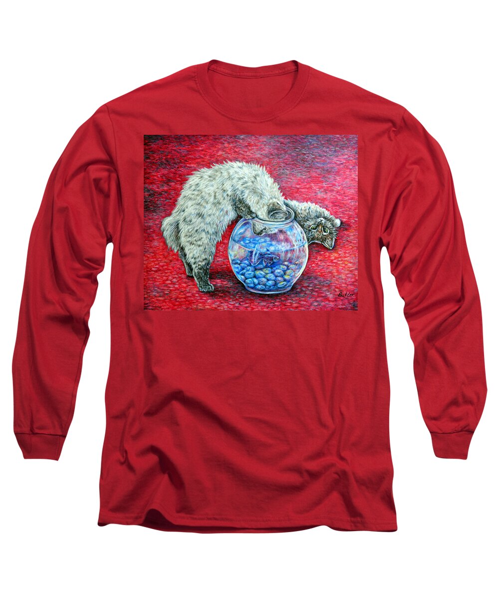 Animal Long Sleeve T-Shirt featuring the painting Lookin For Some Betta Kissin by Gail Butler