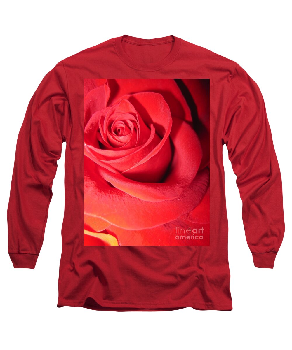 Floral Long Sleeve T-Shirt featuring the photograph Luminous Red Rose 6 by Tara Shalton