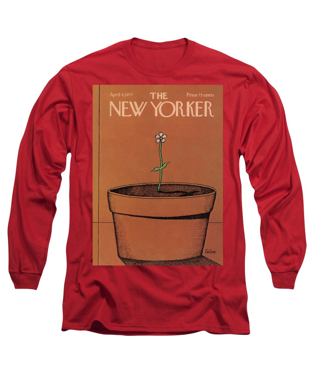 Gardening Long Sleeve T-Shirt featuring the painting New Yorker April 4th, 1977 by Robert Tallon