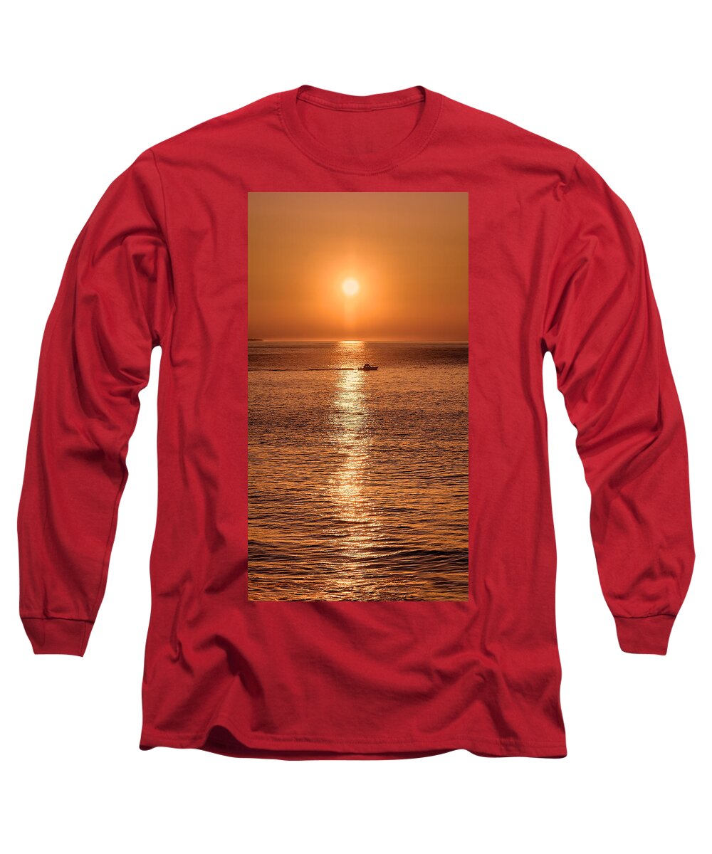 Montauk Long Sleeve T-Shirt featuring the photograph Ocean Sunrise at Montauk Point by William Jobes