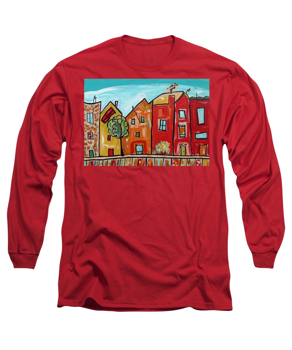 Acrylic Long Sleeve T-Shirt featuring the painting One House Has a Screen Door by Mary Carol Williams