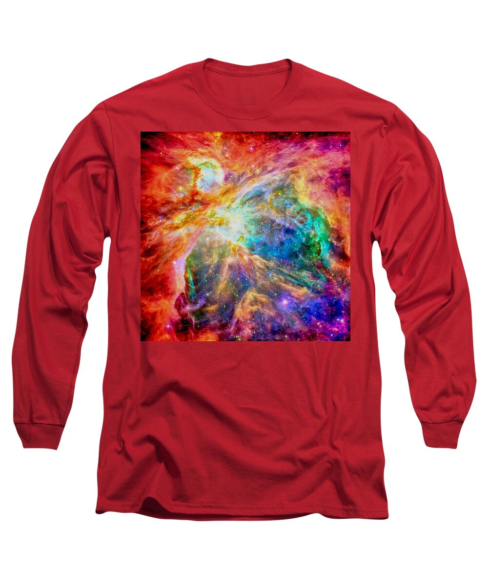 Orion Long Sleeve T-Shirt featuring the painting Orions heart-where the stars are born by Eti Reid