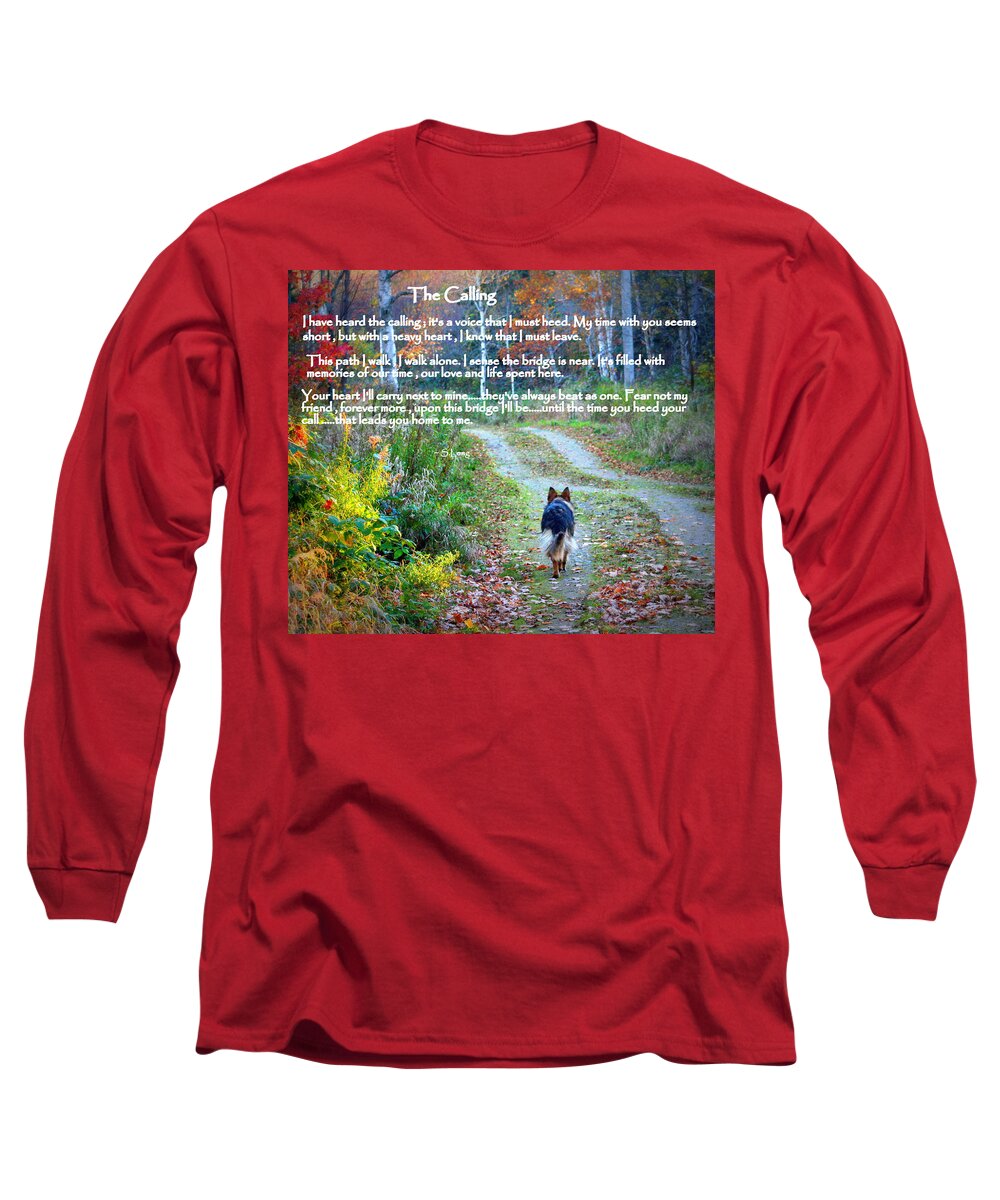 Quotes Long Sleeve T-Shirt featuring the photograph Paw Prints The Calling by Sue Long