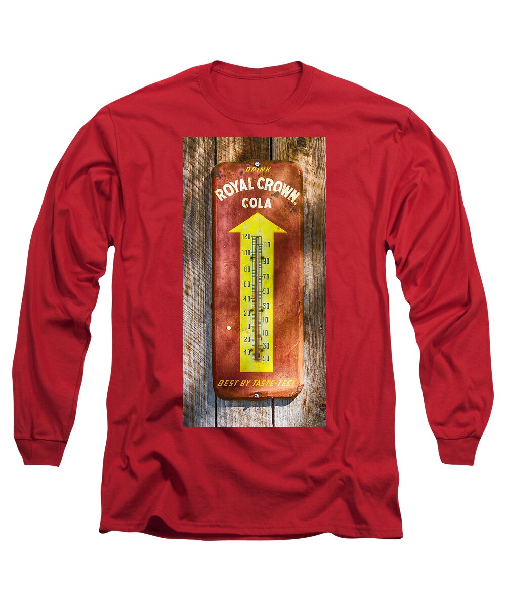 Sign Long Sleeve T-Shirt featuring the photograph Royal Crown Barn Thermometer by Carolyn Marshall