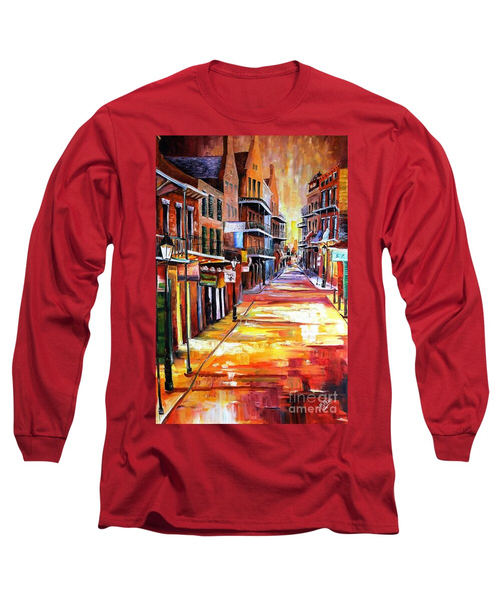 New Orleans Long Sleeve T-Shirt featuring the painting Rue Bourbon by Diane Millsap