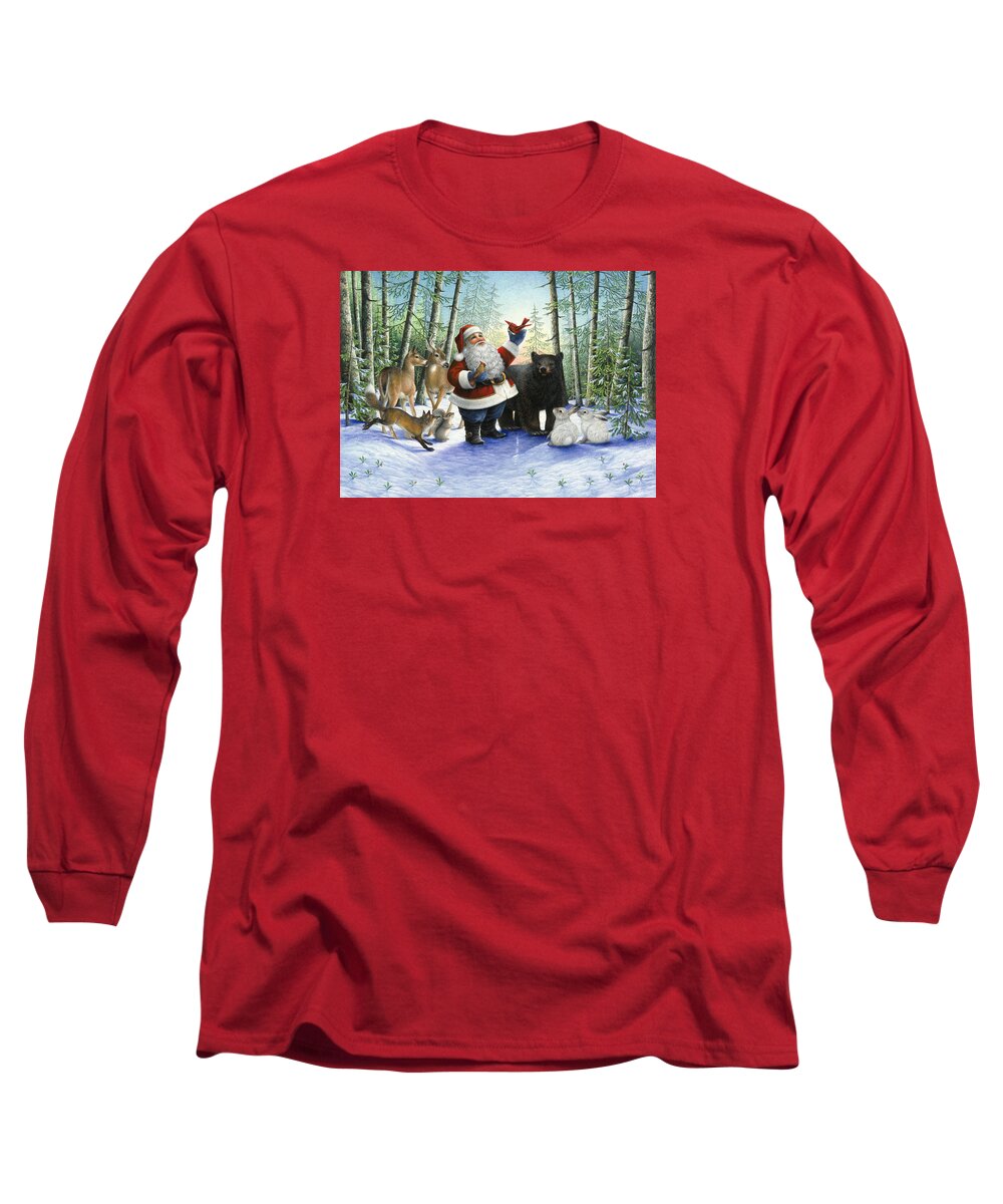 Santa Claus Long Sleeve T-Shirt featuring the painting Santa's Christmas Morning by Lynn Bywaters