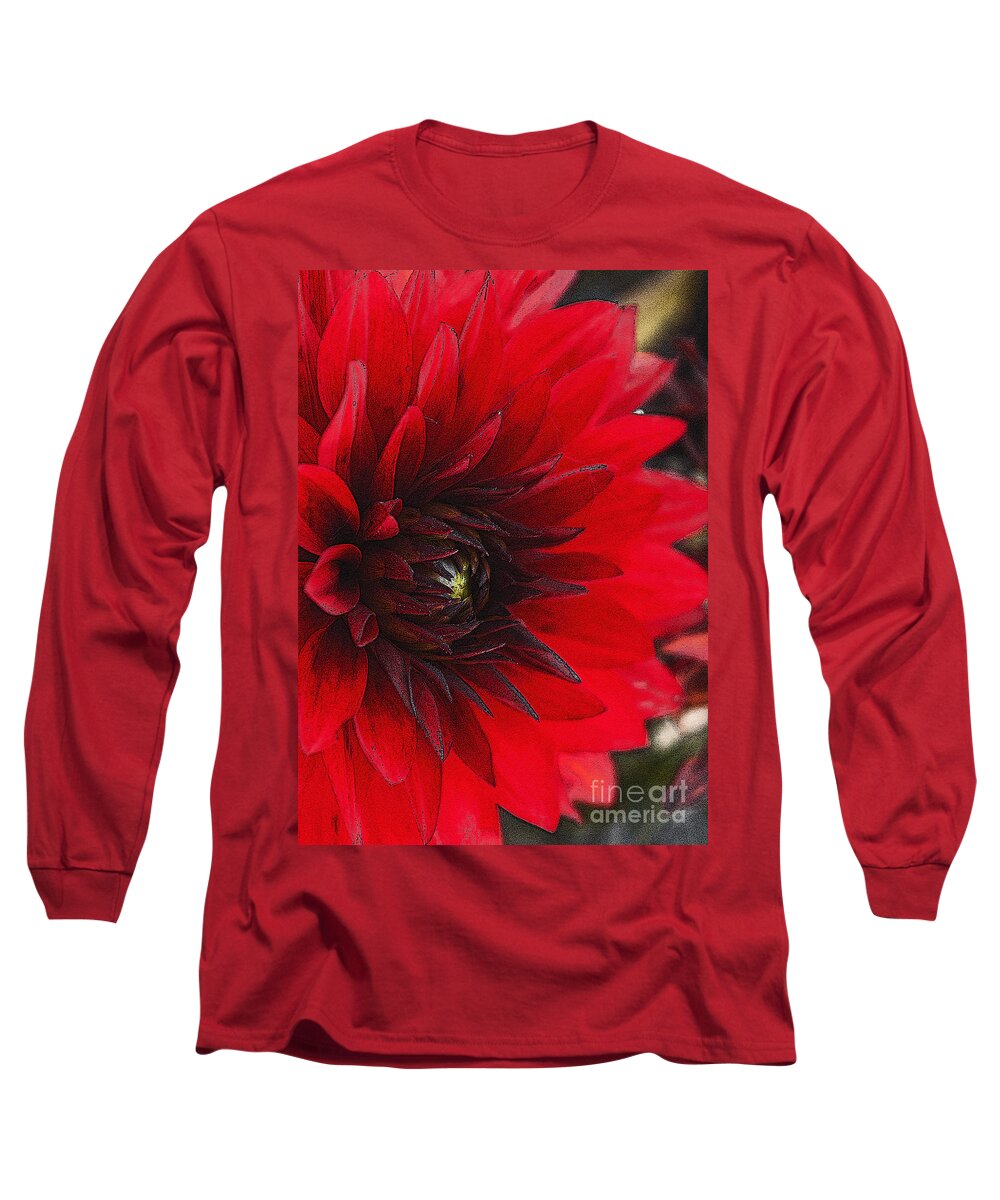 Nature Long Sleeve T-Shirt featuring the photograph Scarlet Dahlia by Janice Pariza