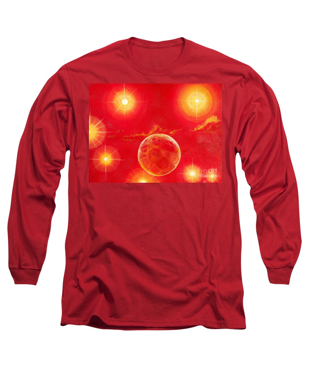 Planet Long Sleeve T-Shirt featuring the painting Seven Suns by Murphy Elliott