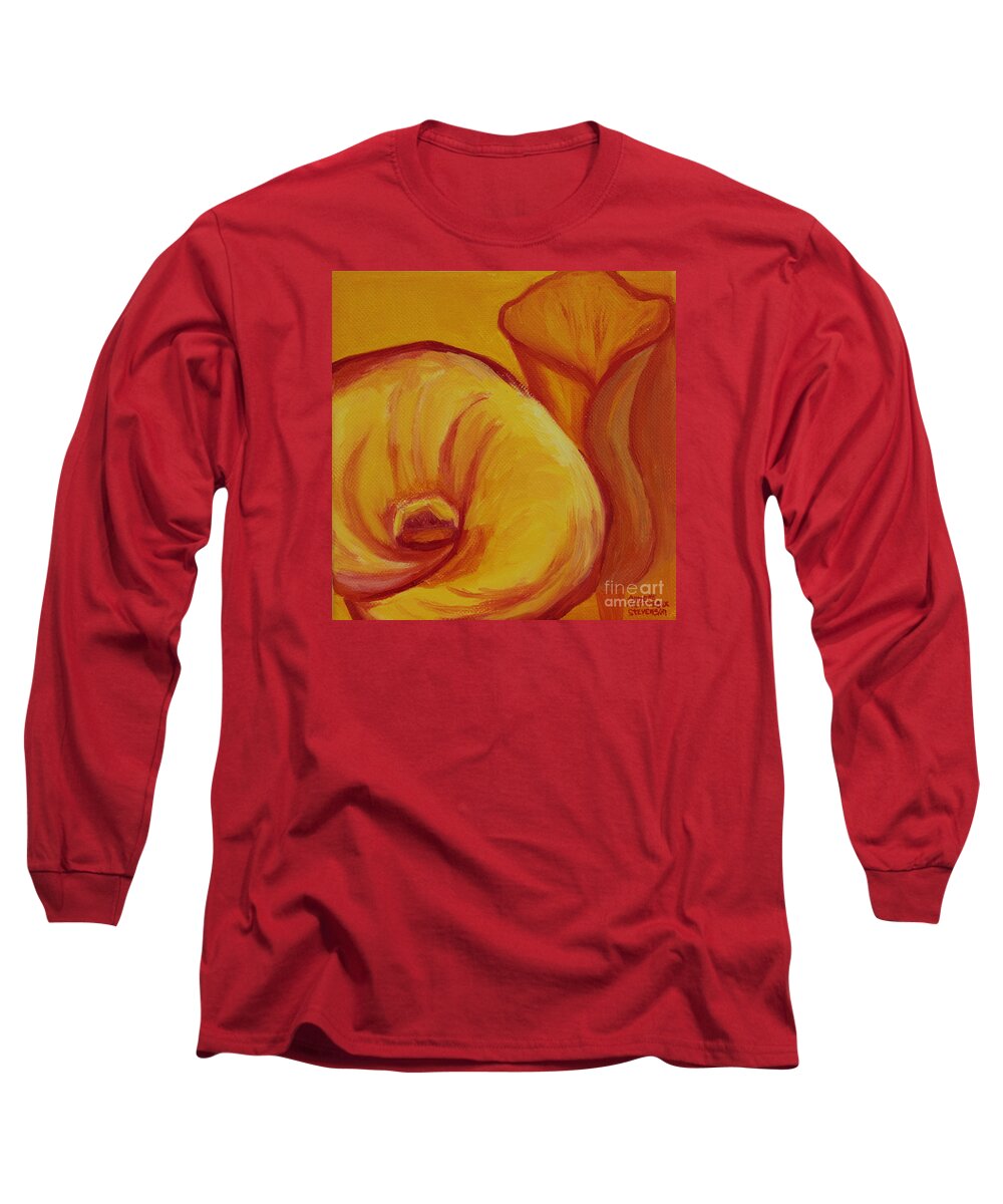 Shadow Lily Long Sleeve T-Shirt featuring the painting Shadow Lily by Annette M Stevenson